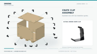 ORIENS Crate Clip Assembly Guide for Reusable Wooden Boxes