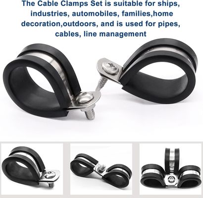 Rubber Lined P Clips Rubber Pipe Clamps Stainless Steel INOX 304 Durable R Types Hose Clamps Quick Locking Pipe Clamp