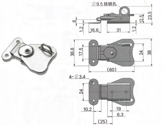 Custom Acceptable Monitoring Equipment Hardware 304 Stainless Steel Lockable Butterfly Toggle Latch Fasteners