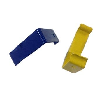 Stepped-Profile Powder-Coated Crate Clips for Wooden Boxes - Blue and Yellow