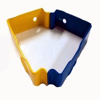 Stepped-Profile Powder-Coated Crate Clips for Wooden Boxes - Blue and Yellow